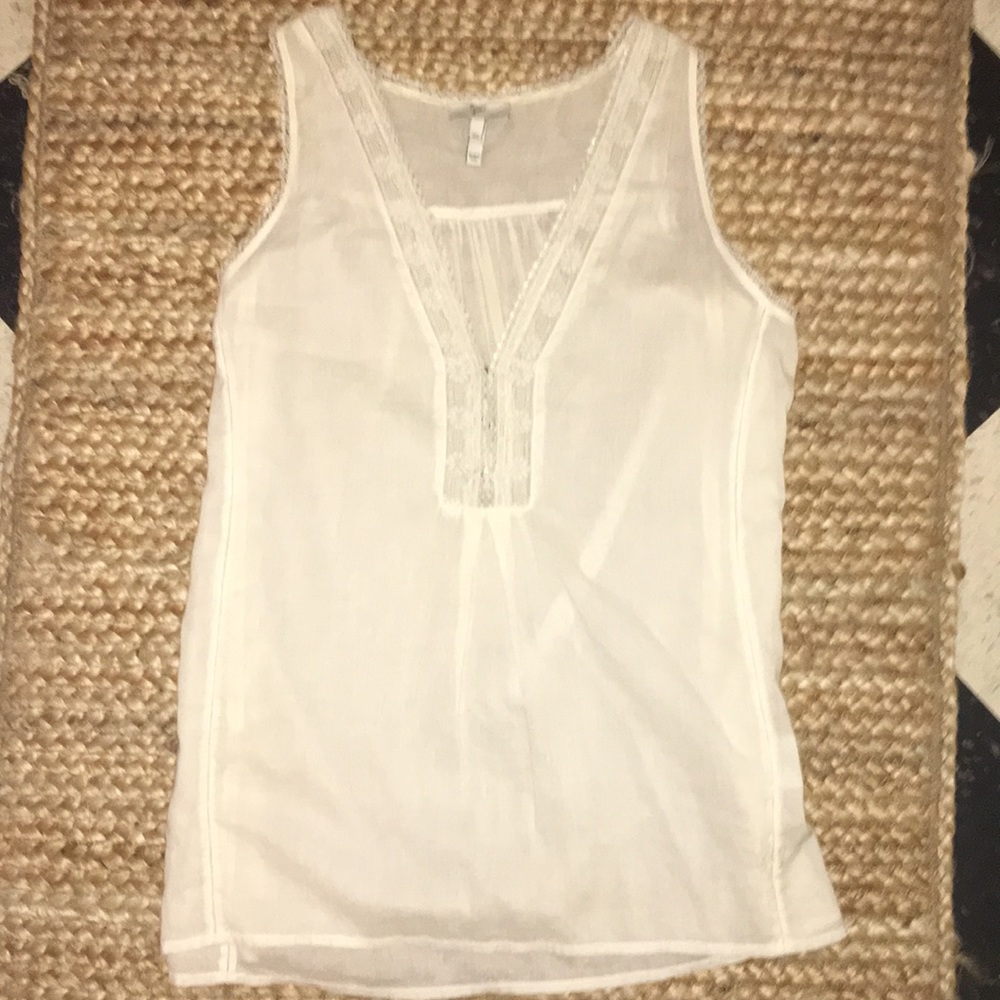 Joié white cotton blouse lace detailing